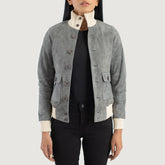 Pakian Grey Suede Bomber Jacket